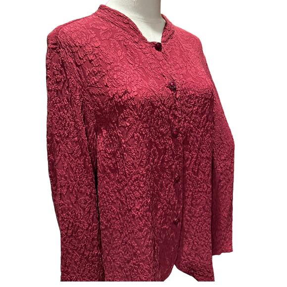 Vintage URU textured blouse with Mandarin band collar size medium - Picture 5 of 16